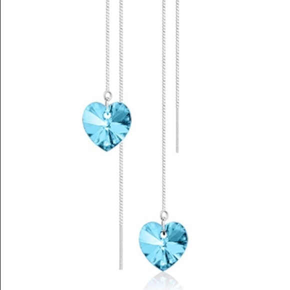 💙💎GRATEFUL💙MAKER💎 Jewelry - NEW!💙💎LIGHT AQUA BLUE💙HEART DROP THREADERS!💎💙